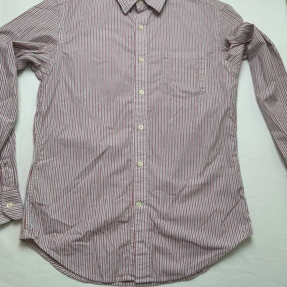 Banana Republic Mens Striped Soft-Wash Button Down Shirt Size S Red White Blue